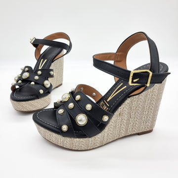 Vizzano 6283-2117 Studded Wedge Sandal in Black